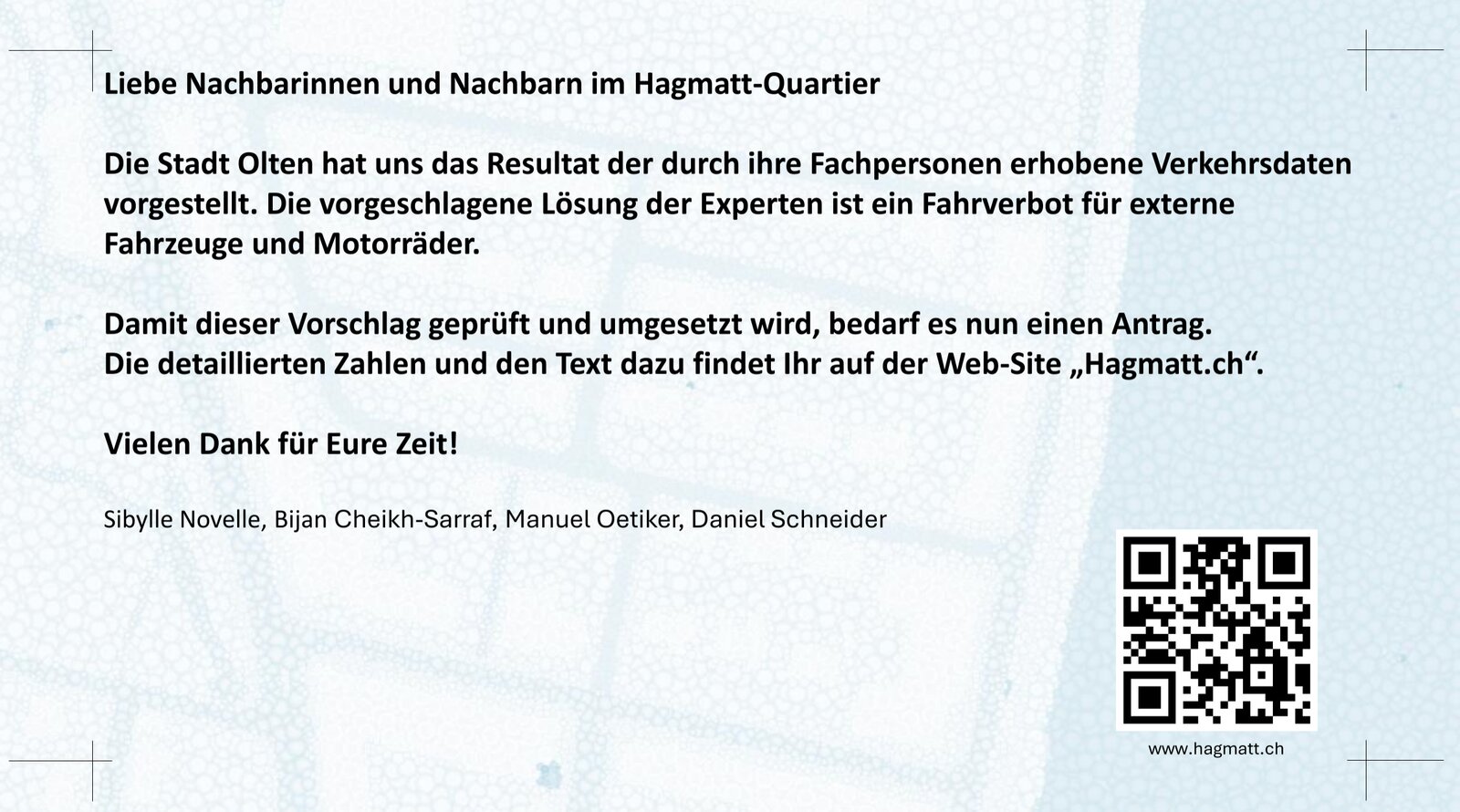 Karte an die Nachbarn &ndash; R&uuml;ckseite